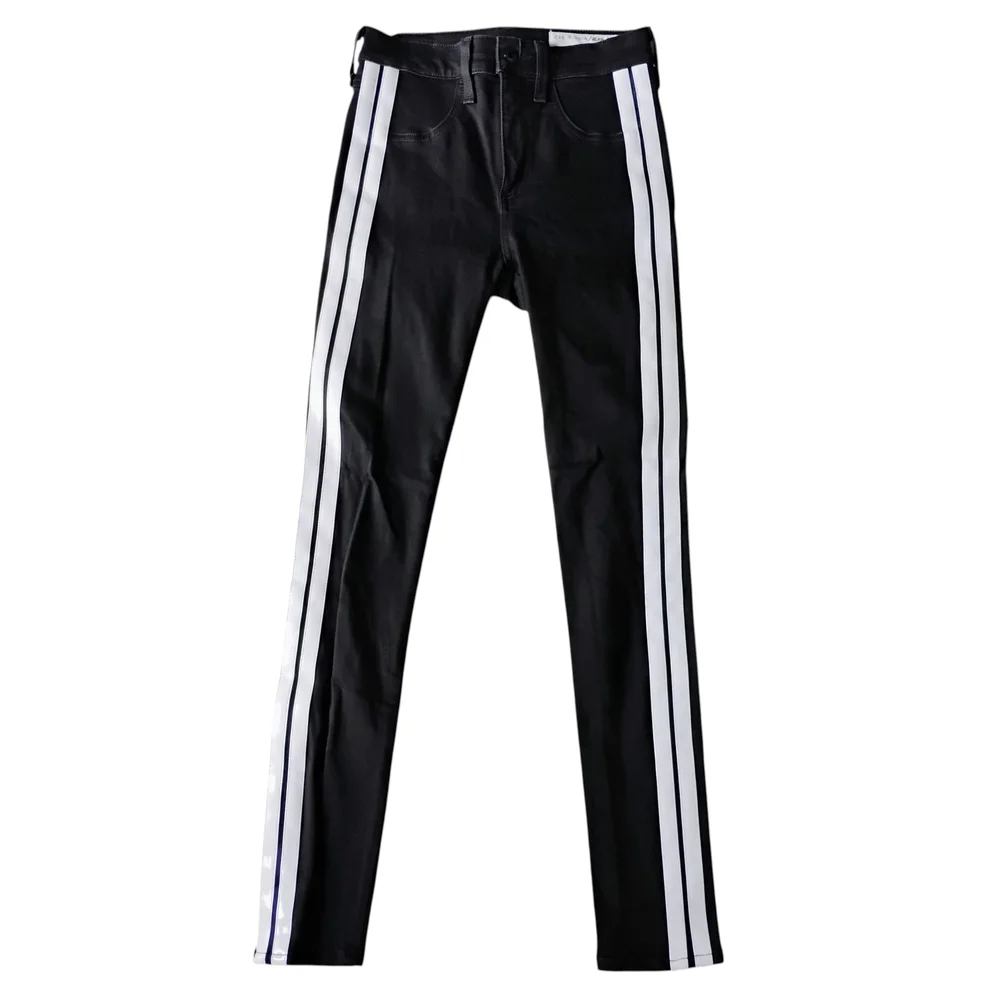 Rag & Bone Mito Tuxedo Skinny Jeans With White Vinyl Strips Sz 25